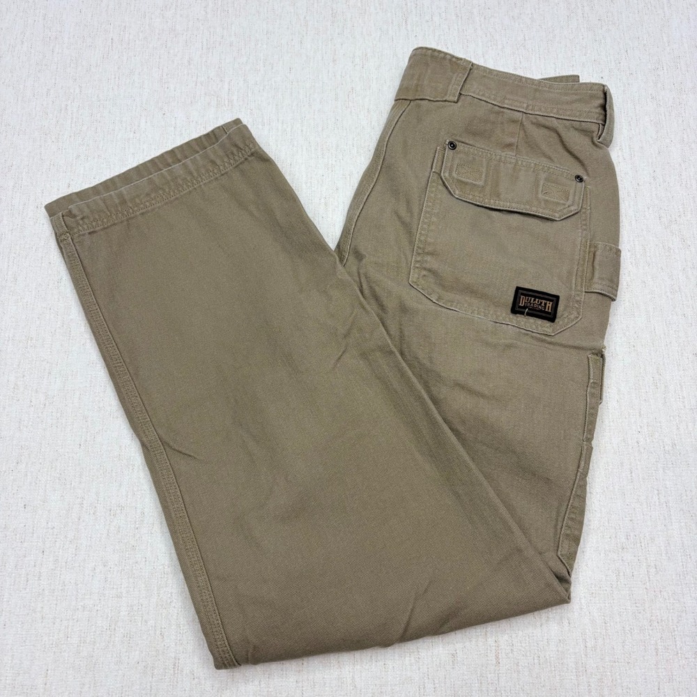 Duluth Trading Co Pants Mens 36x36 Tan Flex Fire Hose Work Canvas Stretch EUC!